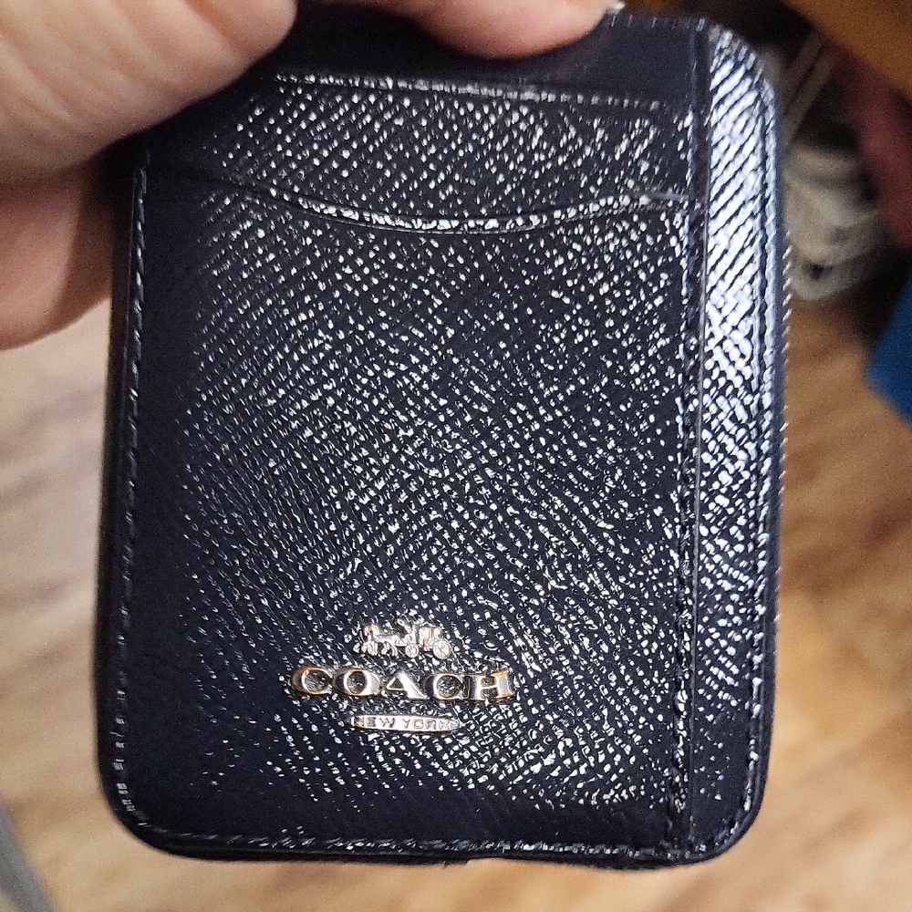 Coach Midnight Blue Textured Card Holder